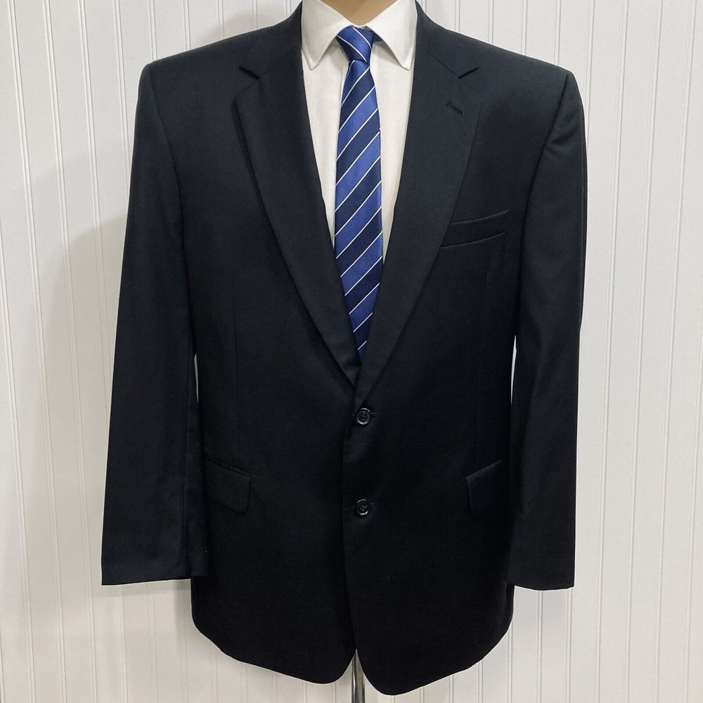 JOS A BANK Sport Coat Mens 46 Solid Solid Black Formal Blazer Suit Jacket 46L